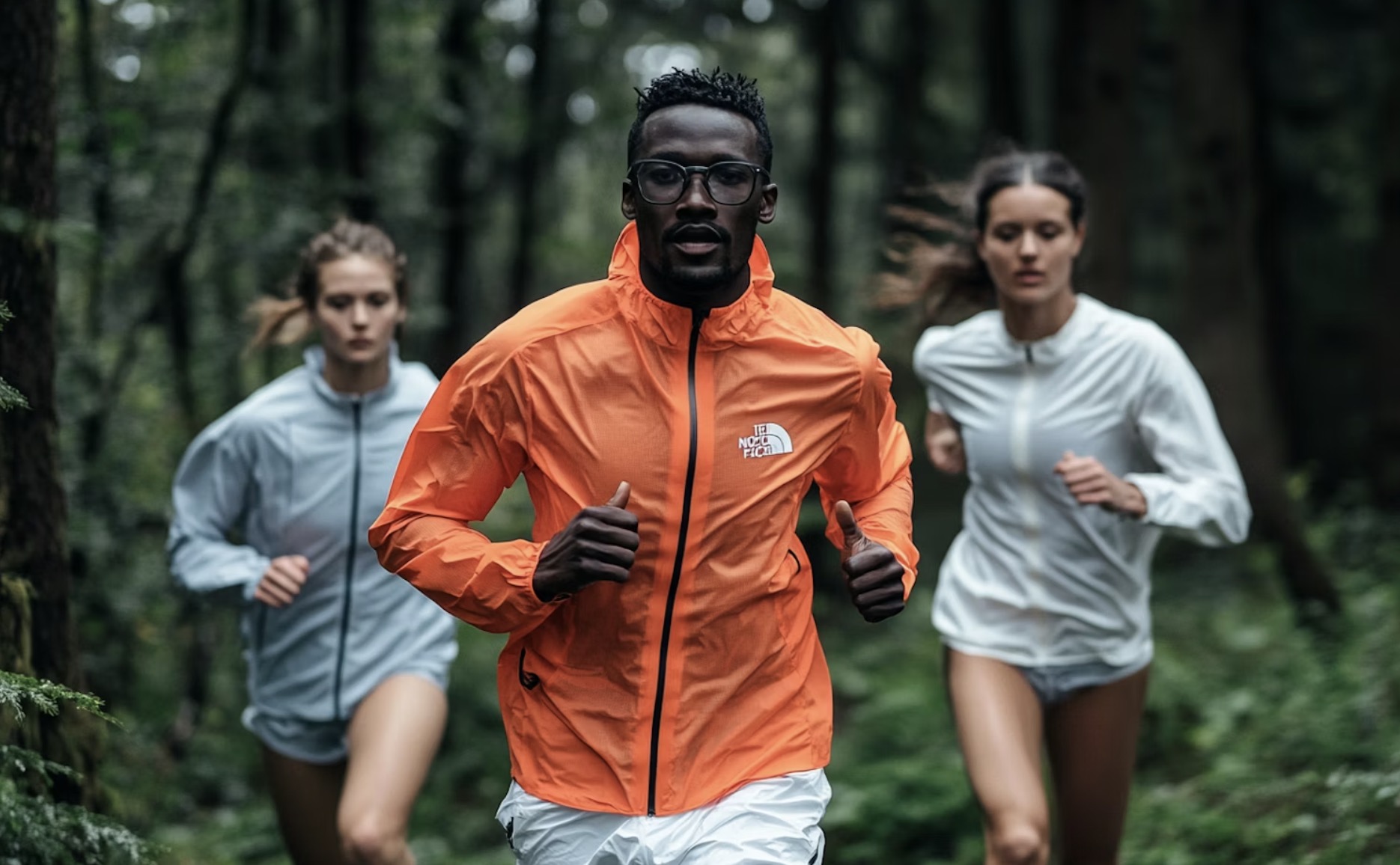 Trois coureurs en forêt